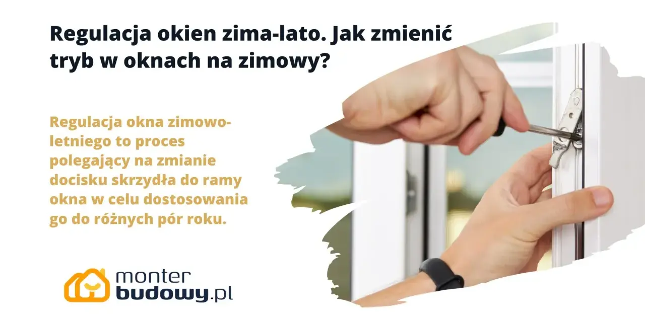 Dłoń reguluje okno śrubokrętem, zmieniając tryb w oknach na zimowy, by zapewnić szczelność.