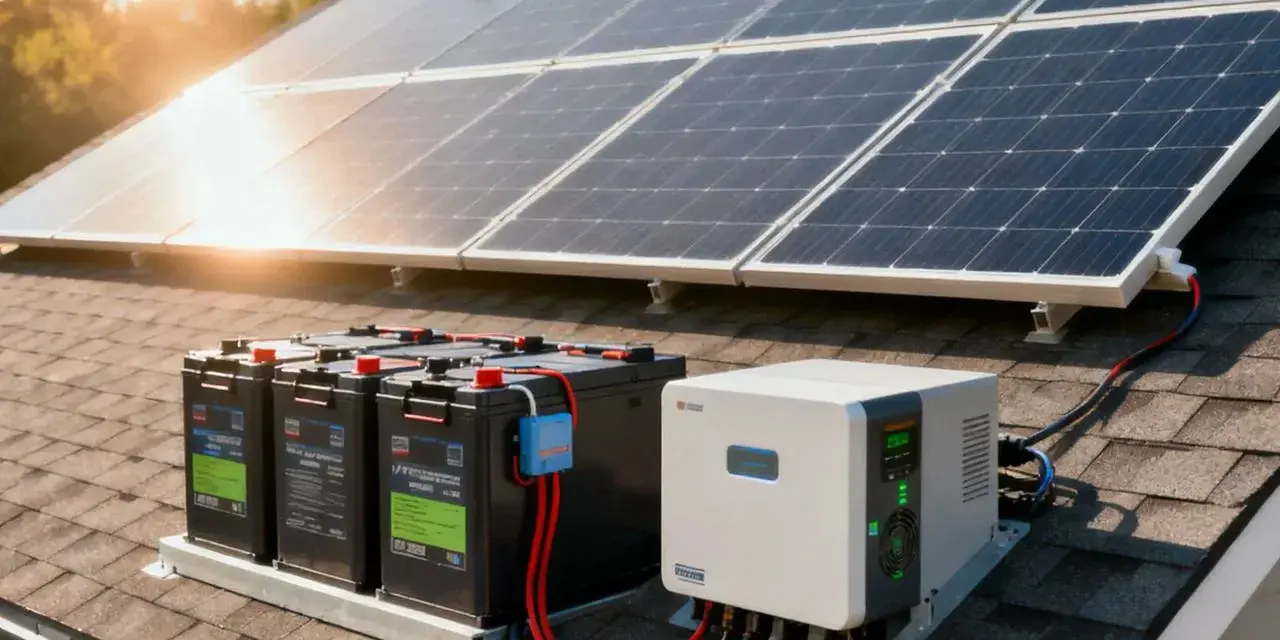 Panele słoneczne na dachu, obok akumulatorów i falownika, tworzą niezależny system energetyczny.