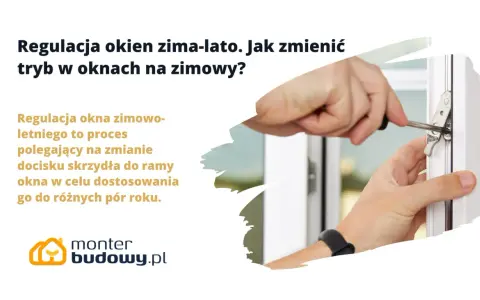 Dłoń reguluje okno śrubokrętem, zmieniając tryb w oknach na zimowy, by zapewnić szczelność.