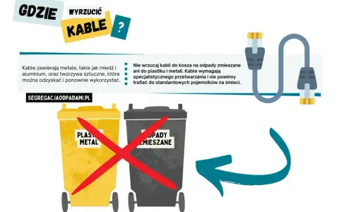 Kable to elektrośmieci! Nie wyrzucaj ich do zwykłych koszy. Zawierają cenne metale i tworzywa, które można odzyskać.