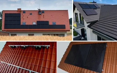 Panele fotowoltaiczne na dachach domów, od tradycyjnych po nowoczesne, zbierają energię słoneczną.