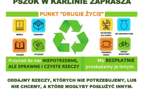 Co można oddać na PSZOK: meble, zabawki, książki, RTV/AGD, akcesoria dla dzieci, ceramikę, szkło, art. dekoracyjne i sprzęt sportowy.