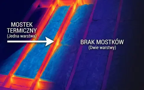 Termowizja poddasza: jedna warstwa izolacji tworzy mostek termiczny, dwie warstwy zapewniają czyste powietrze i spełniają wymagania ocieplenia.