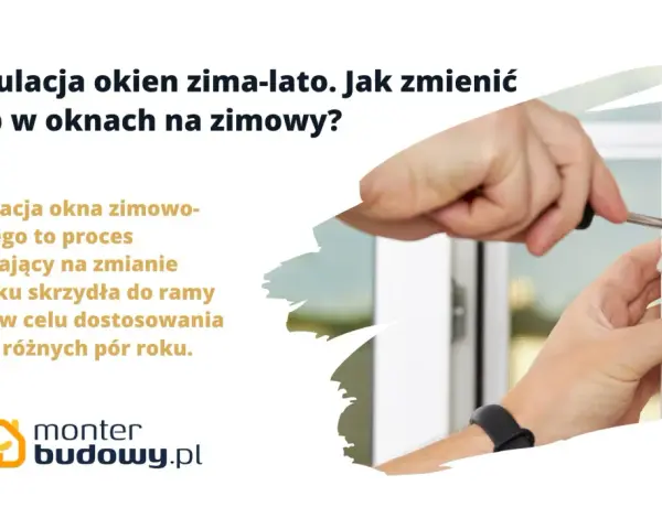 Dłoń reguluje okno śrubokrętem, zmieniając tryb w oknach na zimowy, by zapewnić szczelność.