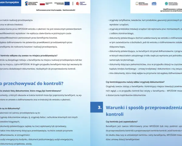 Dokumenty do kontroli: faktury, dowody zapłaty, certyfikaty, protokoły. Czyste powietrze i wypłata środków wymagają dokumentacji.