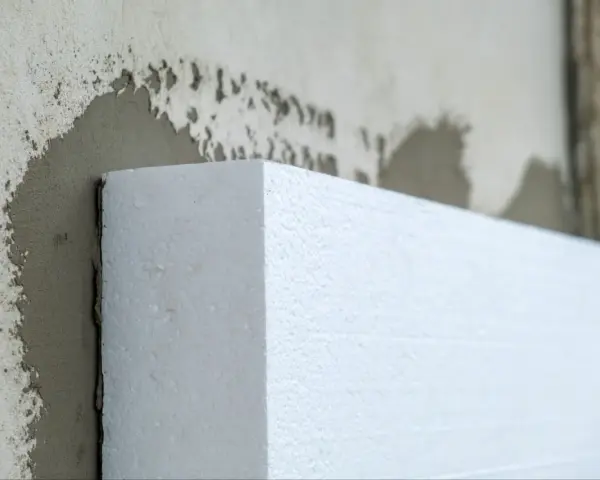 Biały styropian przyklejany do ściany. Materiał izolacyjny, który pomoże w ociepleniu domu, a nie styrobeton.