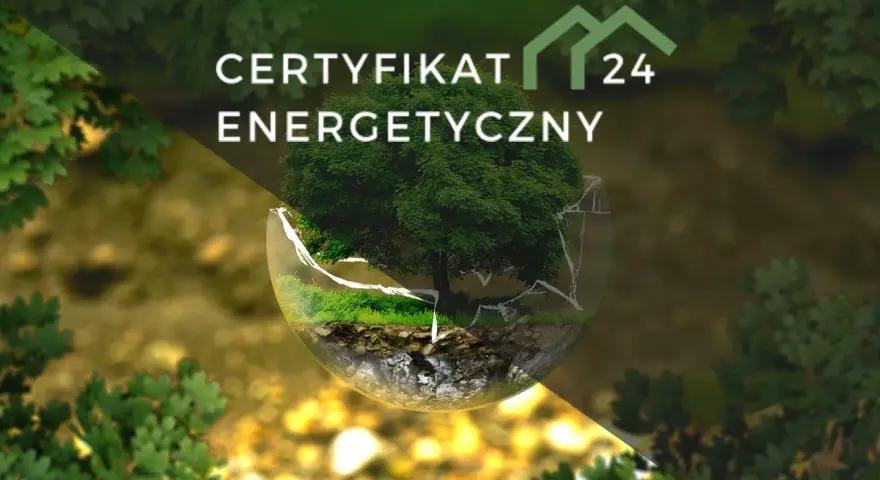Zielony certyfikat energetyczny przy sprzedaży mieszkania. Drzewo w szklanej kuli symbolizuje ekologiczne podejście.